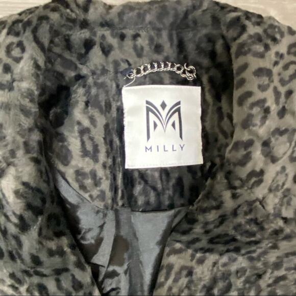 Milly leopard faux fur double breasted coat S - Picture 8 of 10